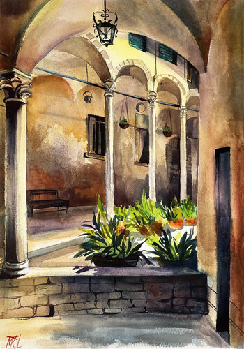 Patio in Fabriano di Maria Kireev, Opera su carta in vendita su Singulart