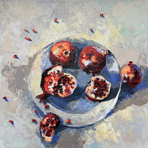 Late autumn  pomegranates by Maria Kireev, 회화 for Sale on Singulart