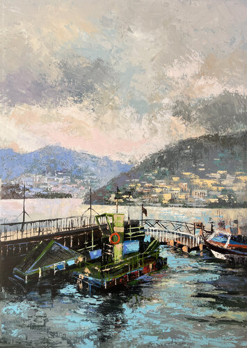 Lake Como pier von Maria Kireev, Malerei kaufen auf Singulart