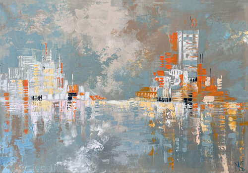 Pearlescent Dawn of the Metropolis von Maria Kireev, Malerei kaufen auf Singulart
