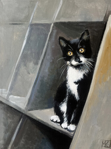 Whiskers in the Shadows van Maria Kireev, Schilderij te koop op Singulart