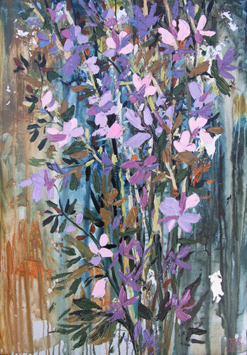Hollyhock Serenade von Maria Kireev, Malerei kaufen auf Singulart