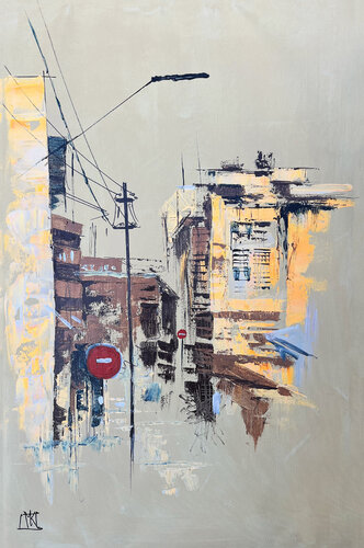 Golden Hour on Empty Streets van Maria Kireev, Schilderij te koop op Singulart