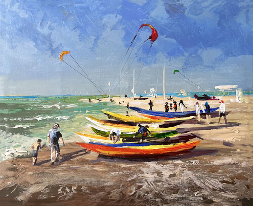 Kites over the Sea by Maria Kireev, 회화 for Sale on Singulart