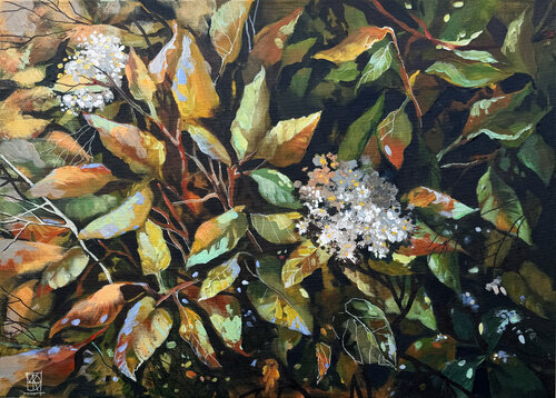 Leaves in the sky van Maria Kireev, Schilderij te koop op Singulart