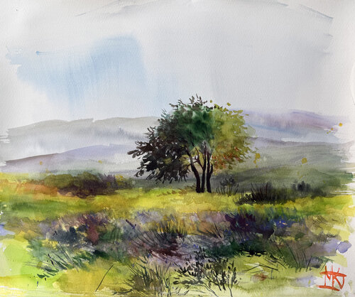 The Solitary Tree von Maria Kireev, Malerei kaufen auf Singulart