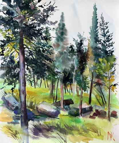 Morning in the Woods von Maria Kireev, Werk auf Papier kaufen auf Singulart