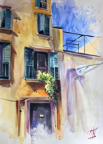 Windows of Old Bologna von Maria Kireev, Werk auf Papier kaufen auf Singulart