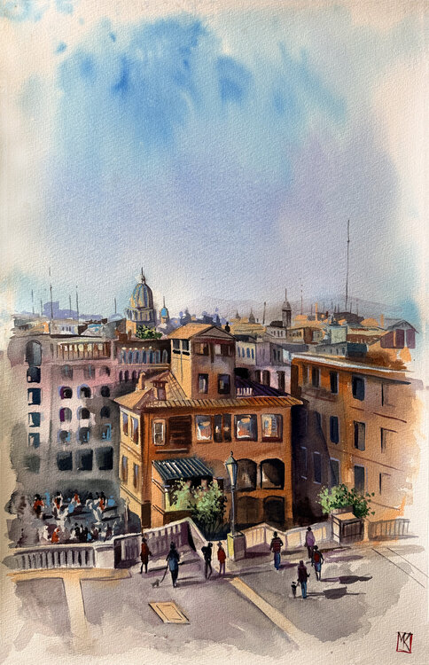 Morning Above the Spanish Steps Maria Kireev