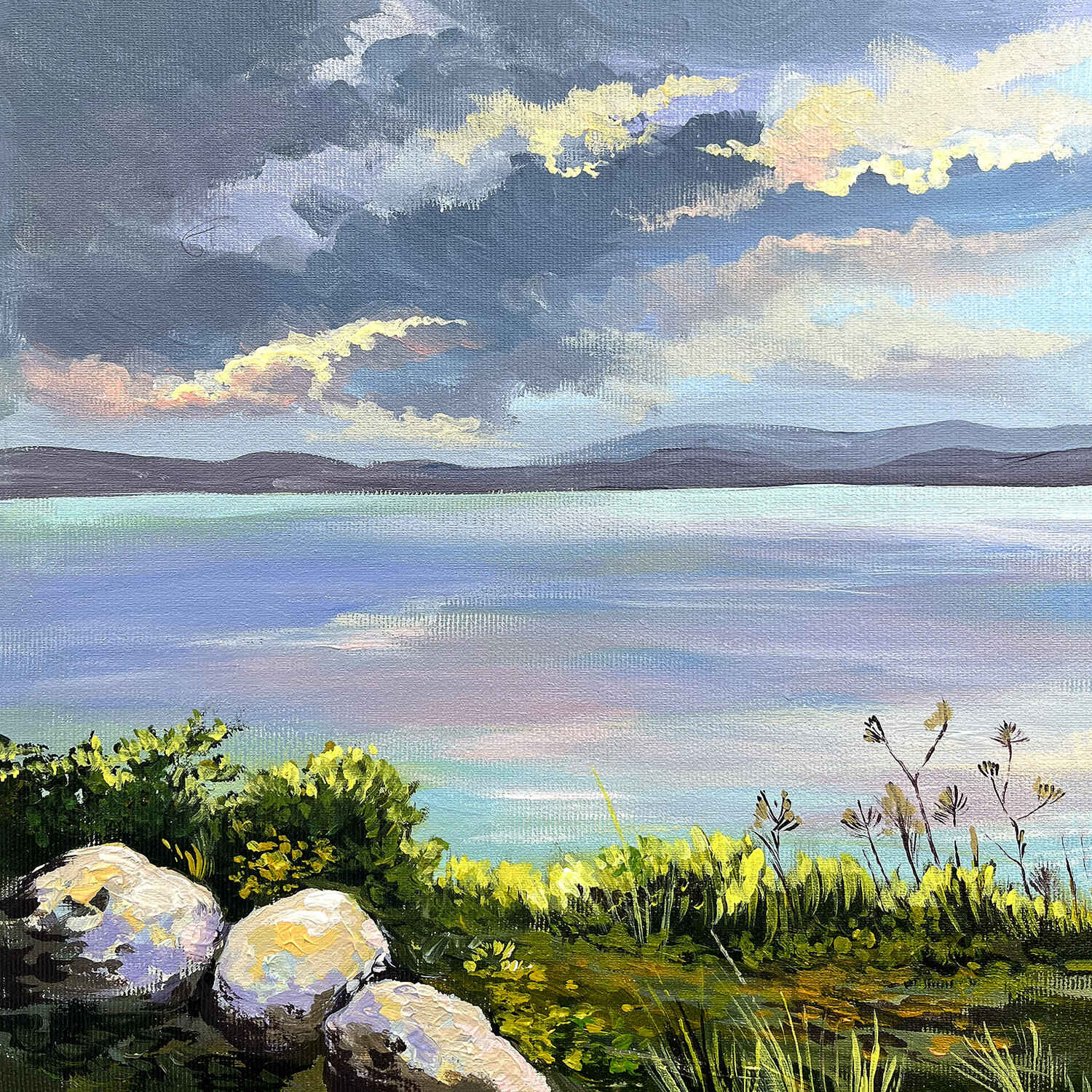 Kinneret-Sea of Galilee Maria Kireev Dipinto originale in vendita