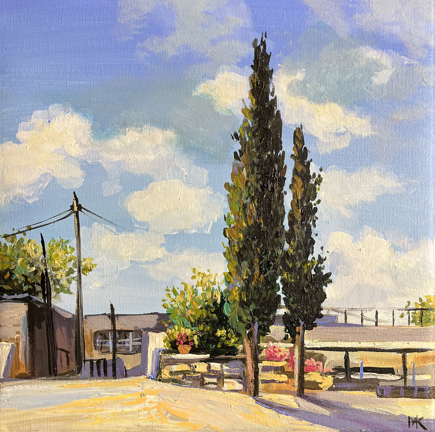 Cypresses in the monastery courtyard. Maria Kireev