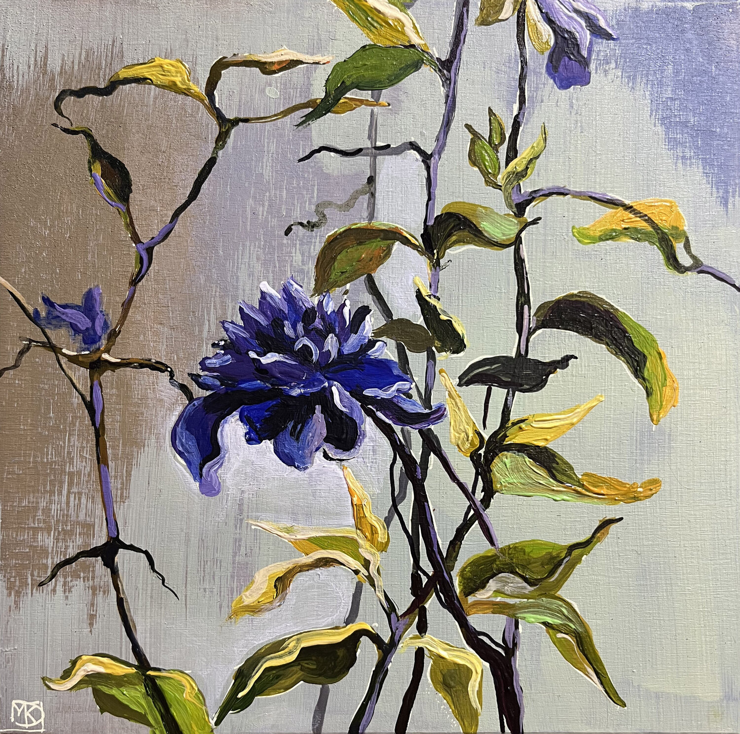 Blue Bloom on Silver Light Maria Kireev