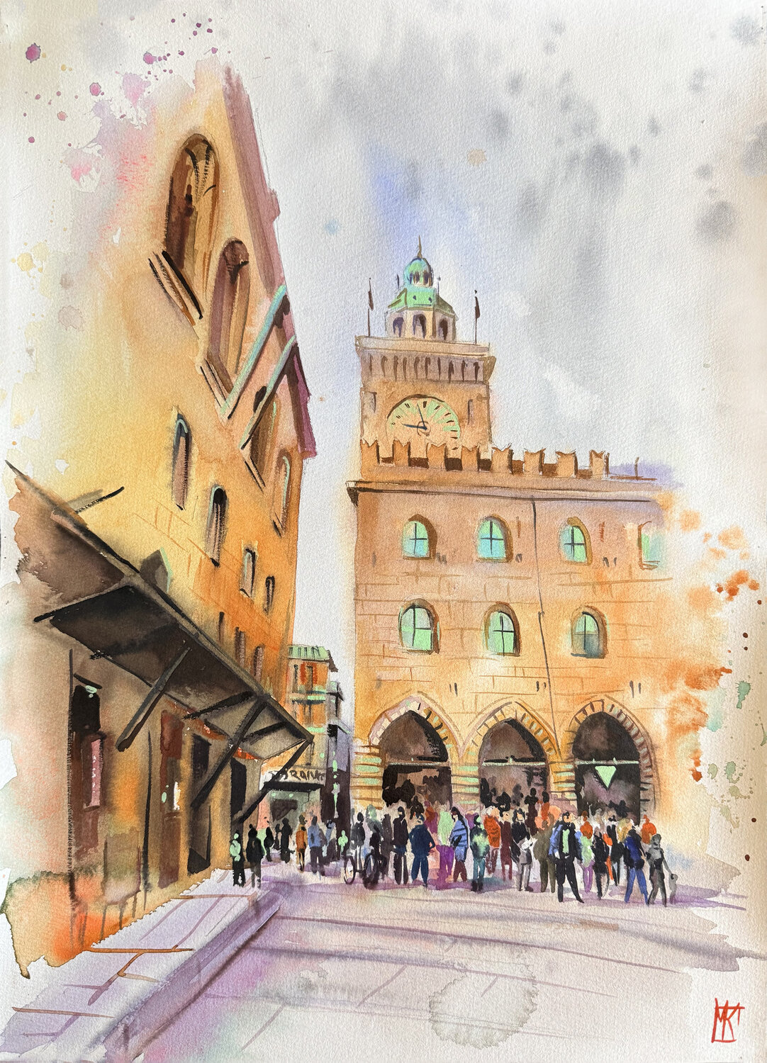 Piazza Maggiore, Bologna Maria Kireev Original painting for sale