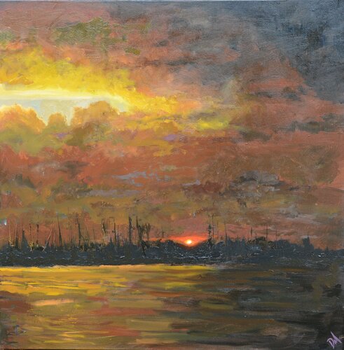 Harbour Sunset di Daniel Murgatroyd, Pittura in vendita su Singulart