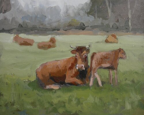 Vache et veau van Daniel Murgatroyd, Schilderij te koop op Singulart