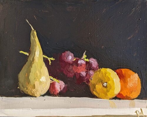 Poire, raisins, citron et orange van Daniel Murgatroyd, Schilderij te koop op Singulart