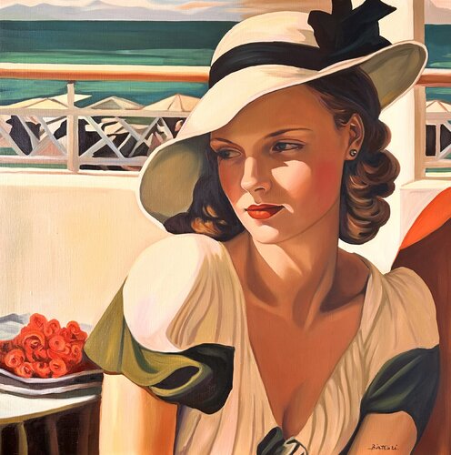 Terrasse sur la mer par Irina Biatturi, Peinture en vente sur Singulart