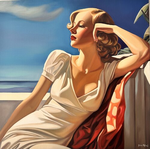 Terrasse sur la Méditerranée van Irina Biatturi, Schilderij te koop op Singulart