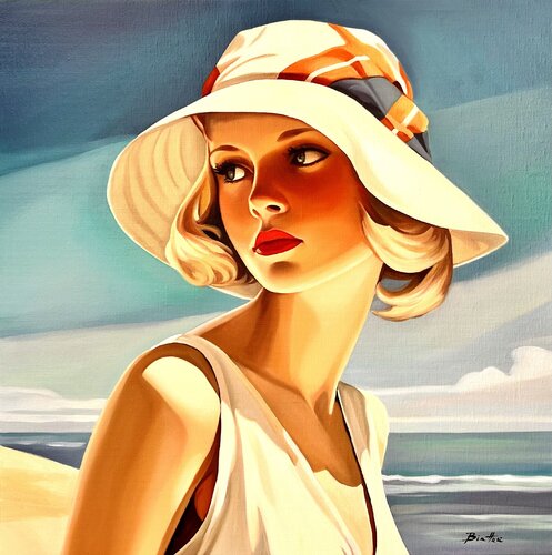 Femme au chapeau van Irina Biatturi, Schilderij te koop op Singulart