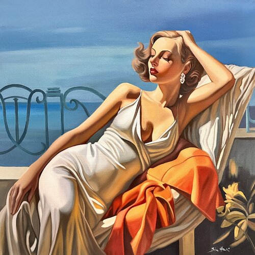 Terrasse sur la côte van Irina Biatturi, Schilderij te koop op Singulart