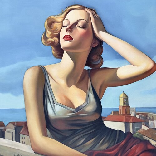 Terrasse à Saint Tropez van Irina Biatturi, Schilderij te koop op Singulart