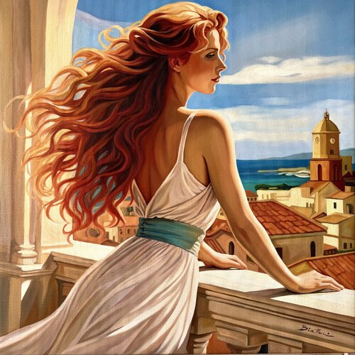 Terrasse a Saint Tropez van Irina Biatturi, Schilderij te koop op Singulart