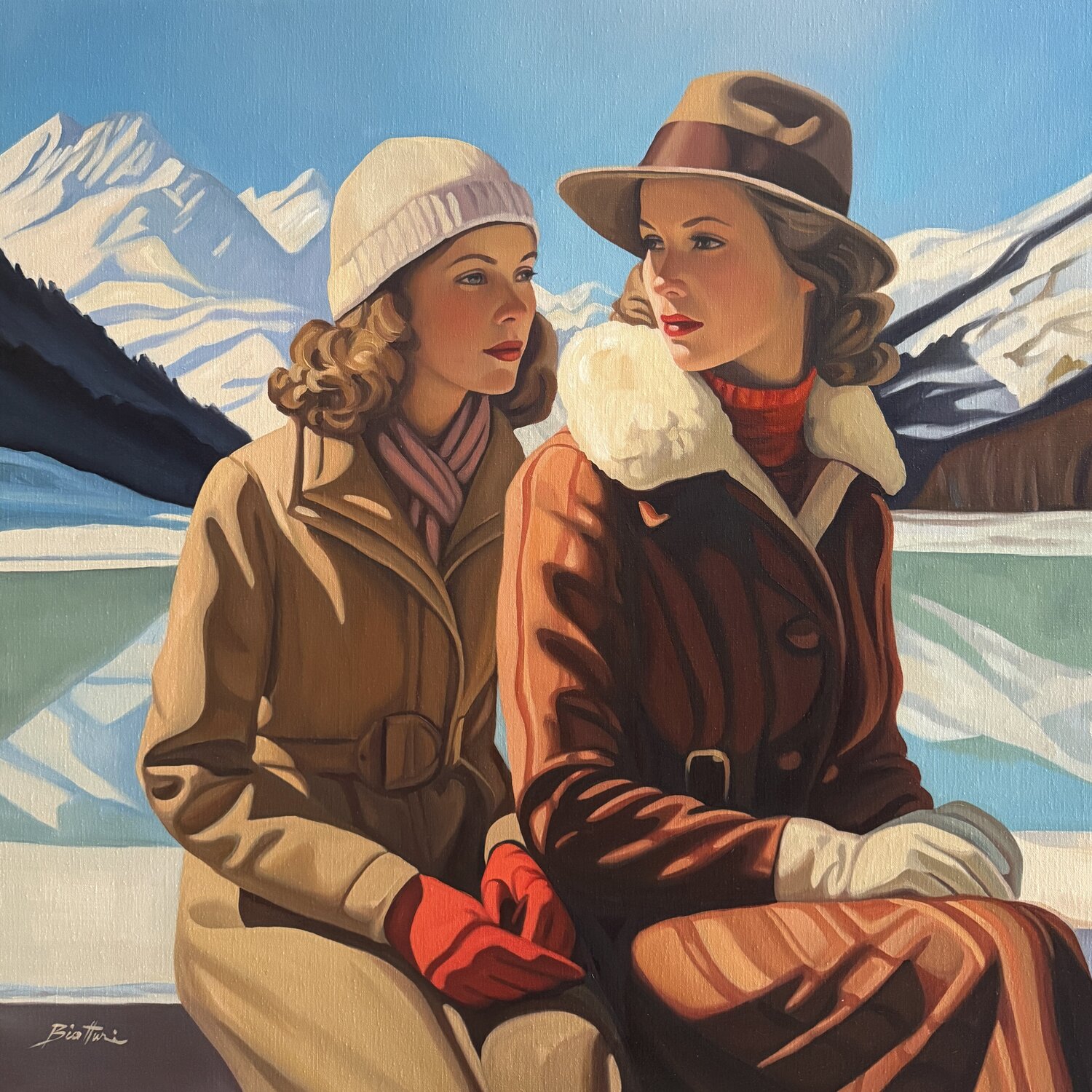 Winter at St. Moritz Palace Irina Biatturi Original painting for sale