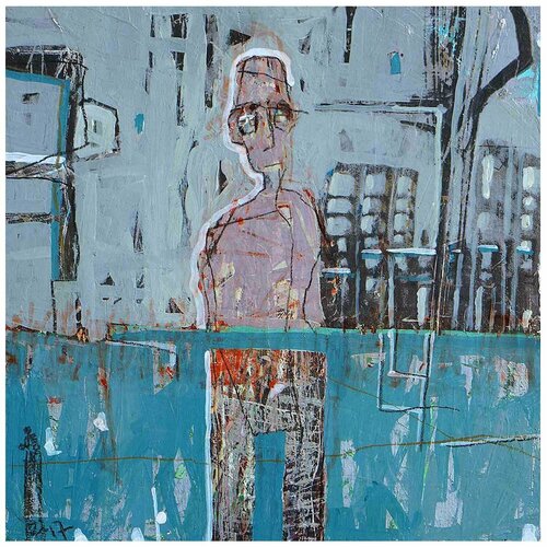Serie Existance 908 - 20x20cm - acrylique sur bois de artur majka, Pintura a la venta en Singulart