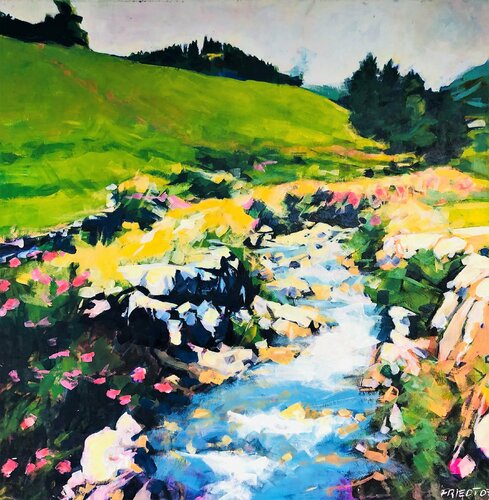 Bergbach in der Nähe von Disentis par Richard Friedt, Peinture en vente sur Singulart