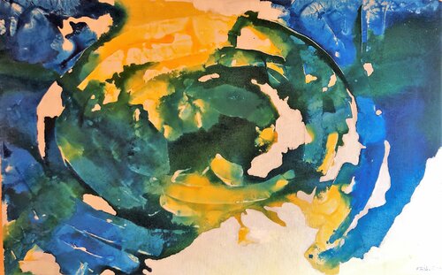 Blau Gelb Wellen Komposition Richard Friedt