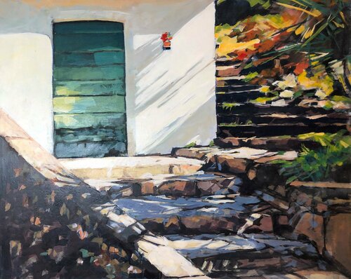 Treppen am Ortsrand von Vira  im Tessin (Schweiz) de Richard Friedt, Pintura a la venta en Singulart