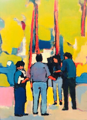 Plaudern im Schatten Toskana Italien di Richard Friedt, Pittura in vendita su Singulart