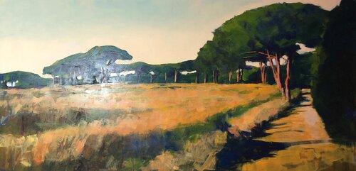 Kornfeldrand bei Pinien Toskana par Richard Friedt, Peinture en vente sur Singulart