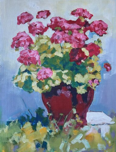 Abstrakt_Stil_Leben_006 Blumenvase 60x80cm van Richard Friedt, Schilderij te koop op Singulart