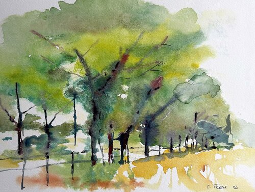 Aquarelle 005 - Abmessungen inklusive Papier Passepartout von Richard Friedt, Malerei kaufen auf Singulart