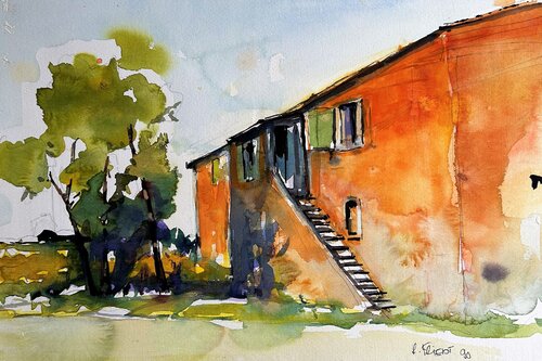 Aquarelle 006 - Abmessungen inklusive Papier Passepartout by Richard Friedt, 회화 for Sale on Singulart