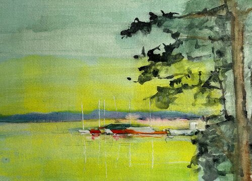 Aquarelle 011 - Abmessungen inklusive Papier Passepartout par Richard Friedt, Peinture en vente sur Singulart