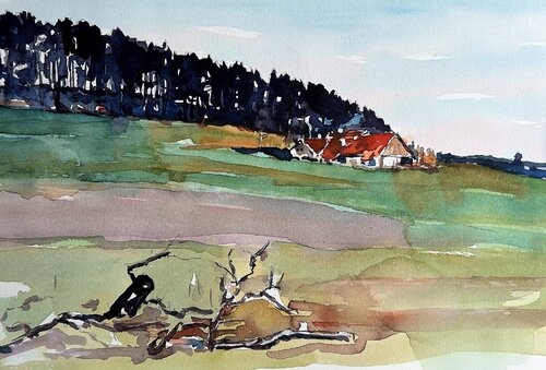 Aquarelle 014 - Abmessungen inklusive Papier Passepartout di Richard Friedt, Pittura in vendita su Singulart