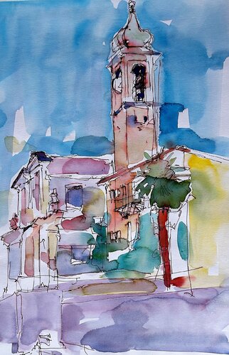 Aquarelle 016 - Abmessungen inklusive Papier Passepartout van Richard Friedt, Schilderij te koop op Singulart