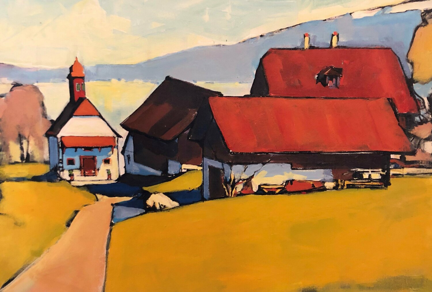 Kapelle St.German Buonas am Zugersee - Schweiz Richard Friedt Originalgemälde zu verkaufen