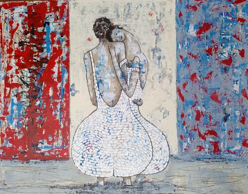 El Abrazo, de la Serie Las Piadosas de Enriqueta Aguilo, Pintura a la venta en Singulart