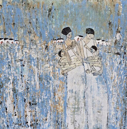 8 de marzo, Dia internacional de la Mujer. De la Serie Las Piadosas de Enriqueta Aguilo, Pintura a la venta en Singulart