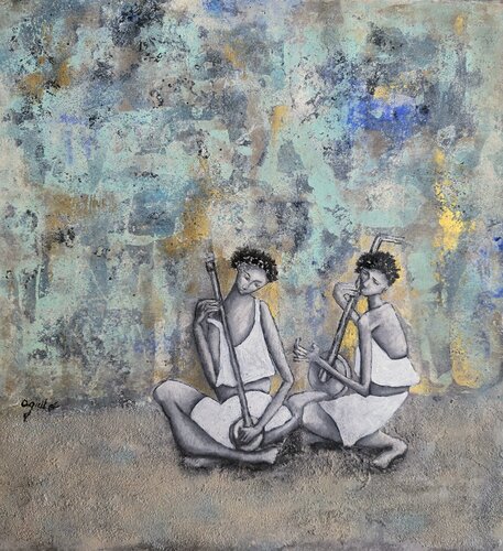 De la serie Las Piadosas "Las Musicas" par Enriqueta Aguilo, Peinture en vente sur Singulart