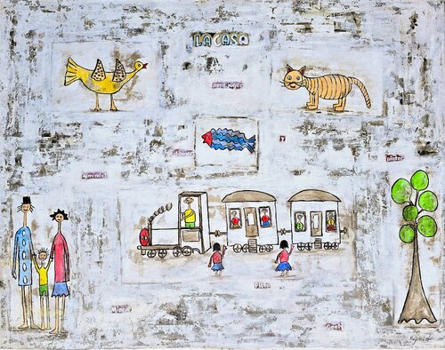 De la serie Mundo Niño: "La Estación" di Enriqueta Aguilo, Pittura in vendita su Singulart