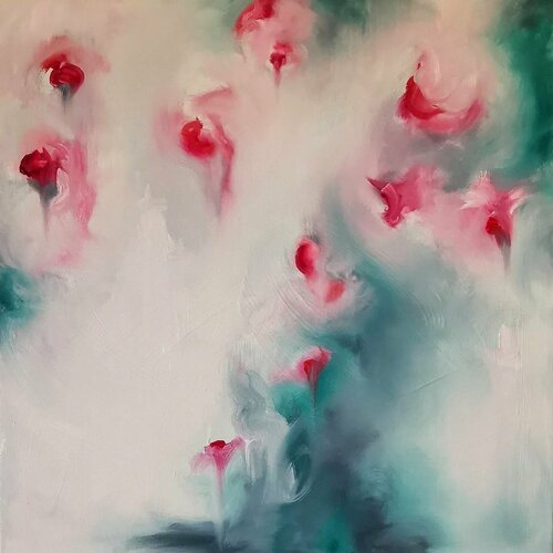 Rain on roses by Jennifer Baker, Painting for Sale on Singulart