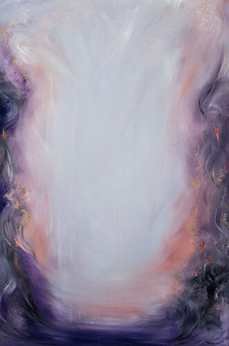 I told you to be free - Abstract purple mystical landscape painting by Jennifer Baker, Painting for Sale on Singulart