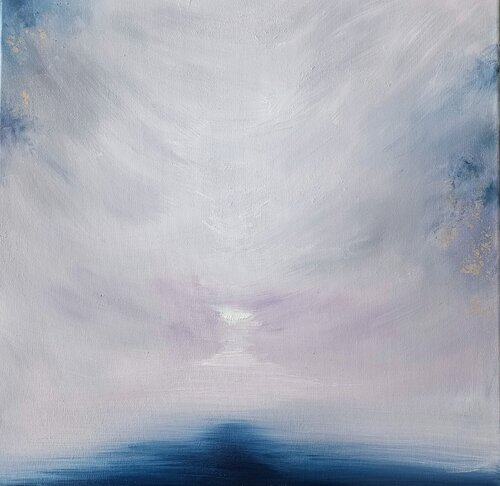 The frozen lake letting go van Jennifer Baker, Schilderij te koop op Singulart