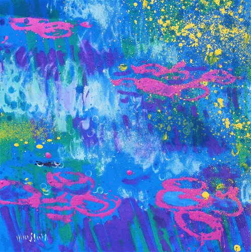 Giverny, study in blue fluo van Wayne Sleeth, Schilderij te koop op Singulart