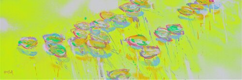 SALE : Giverny, panorama in fluorescent yellow by Wayne Sleeth, Painting for Sale on Singulart
