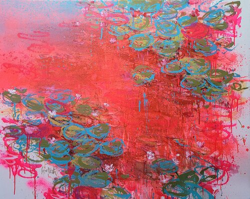 SALE : Monet Monet Monet : Giverny, Fluorescent Red van Wayne Sleeth, Schilderij te koop op Singulart